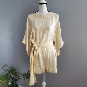 WARM 100% Silk Cream Floral Pattern Romper 2